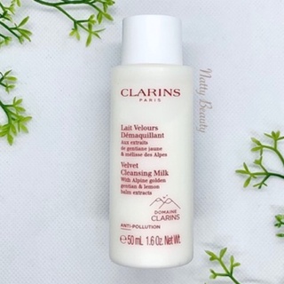 🔥แท้💯%🔥ฉลากไทย 50-100ml.ผลิตปี63-65 คลีนซิ่งน้ำนมล้างเครื่องสำอางค์ Clarins velvet cleansing milk white alpine golden