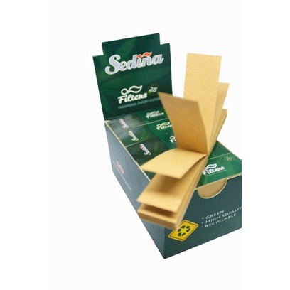 [ สินค้าสต็อกพร้อมส่ง ] 1 กล่อง (25 ชิ้น) x Sedina FILTER Tips 50 แผ่น   กรองฟิลเตอร์ 60*21 มม.สีน้ำ