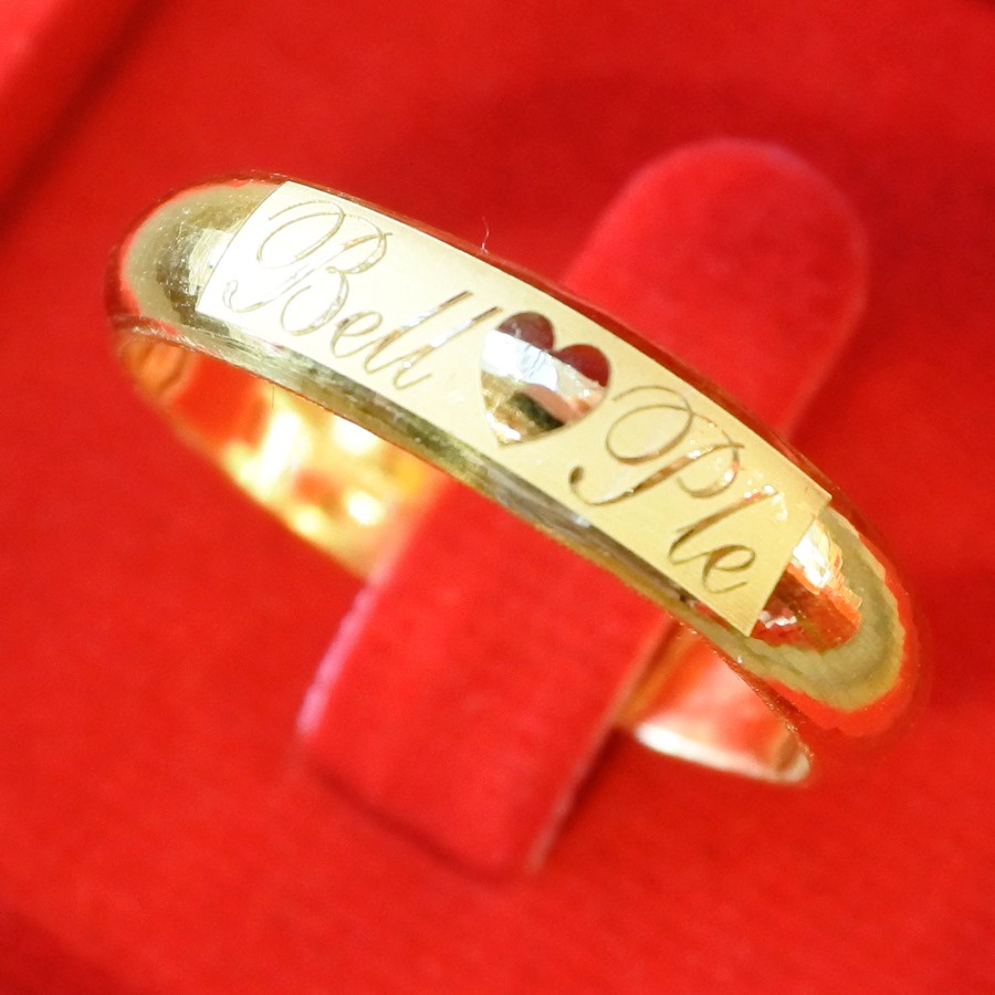 TPC แหวนทองลายเกลี้ยง สลักอักษร แหวนคู่รัก ทอง 96.5% น้ำหนักครึ่งสลึง งานแหวนเลเซอร์อักษร แหวนสลักชื่อ แหวนสลักชื่อ