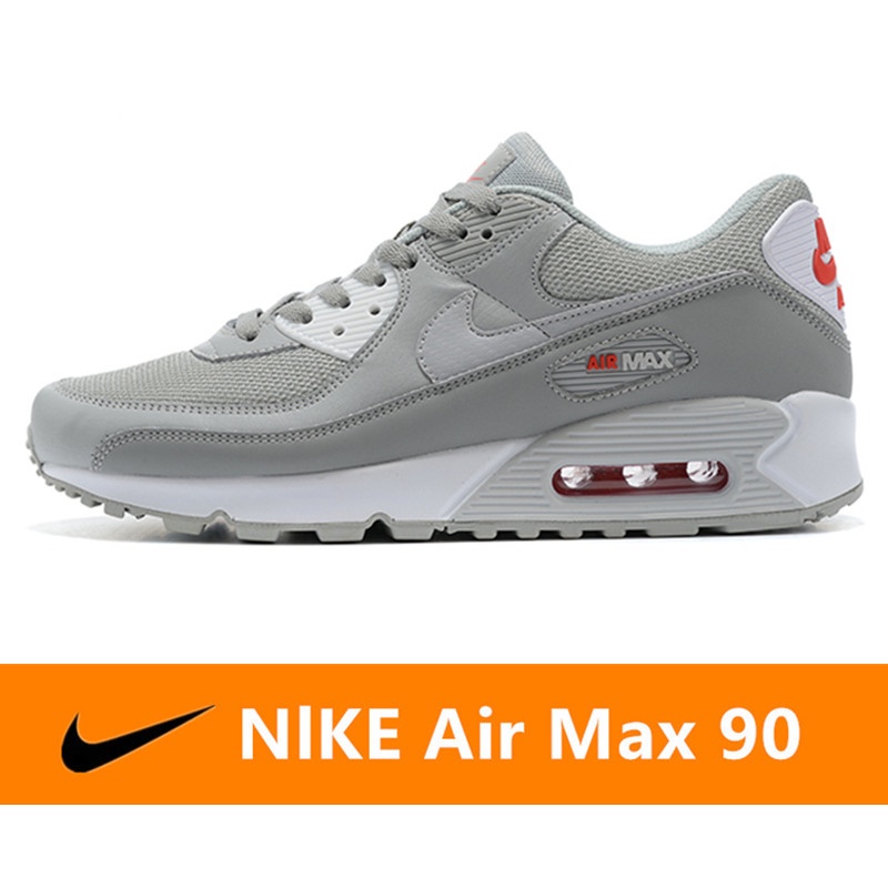 ของแท้ Nike Air Max 90 รองเท้าลำลองตาข่ายระบายอากาศ  รองเท้าวิ่งเบาะลมคลาสสิก - สีเทา