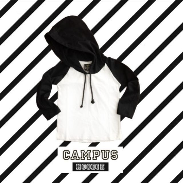 Sale!! campus hoodie ~ เสื้อแขนยาวทรงเบสบอลเพิ่มฮูท