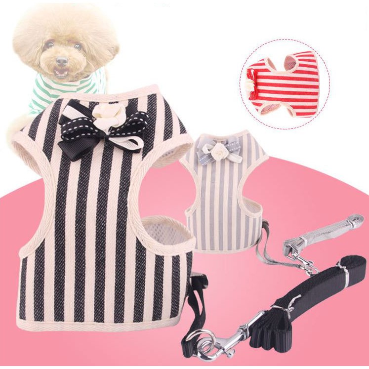 Line Pattern Harness ชุดสายจูงสัตว์เลี้ยงลายขวาง สายจูงหมา แมว สุนัข