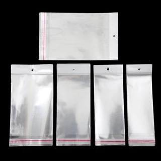 100 ชิ้นโปร่งใสซีลกาวตนเองถุงเก็บพลาสติก OPP Pack กระเป๋าแขวนหลุมถุงบรรจุภัณฑ์ขายปลีก