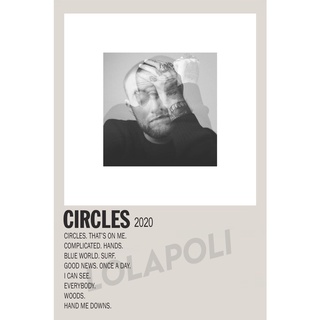 โปสเตอร์ มันวาว พิมพ์ด้านเดียว ขนาด A5 14.8 ซม. x 21 ซม. รูปปกอัลบั้ม Circles - Mac Miller