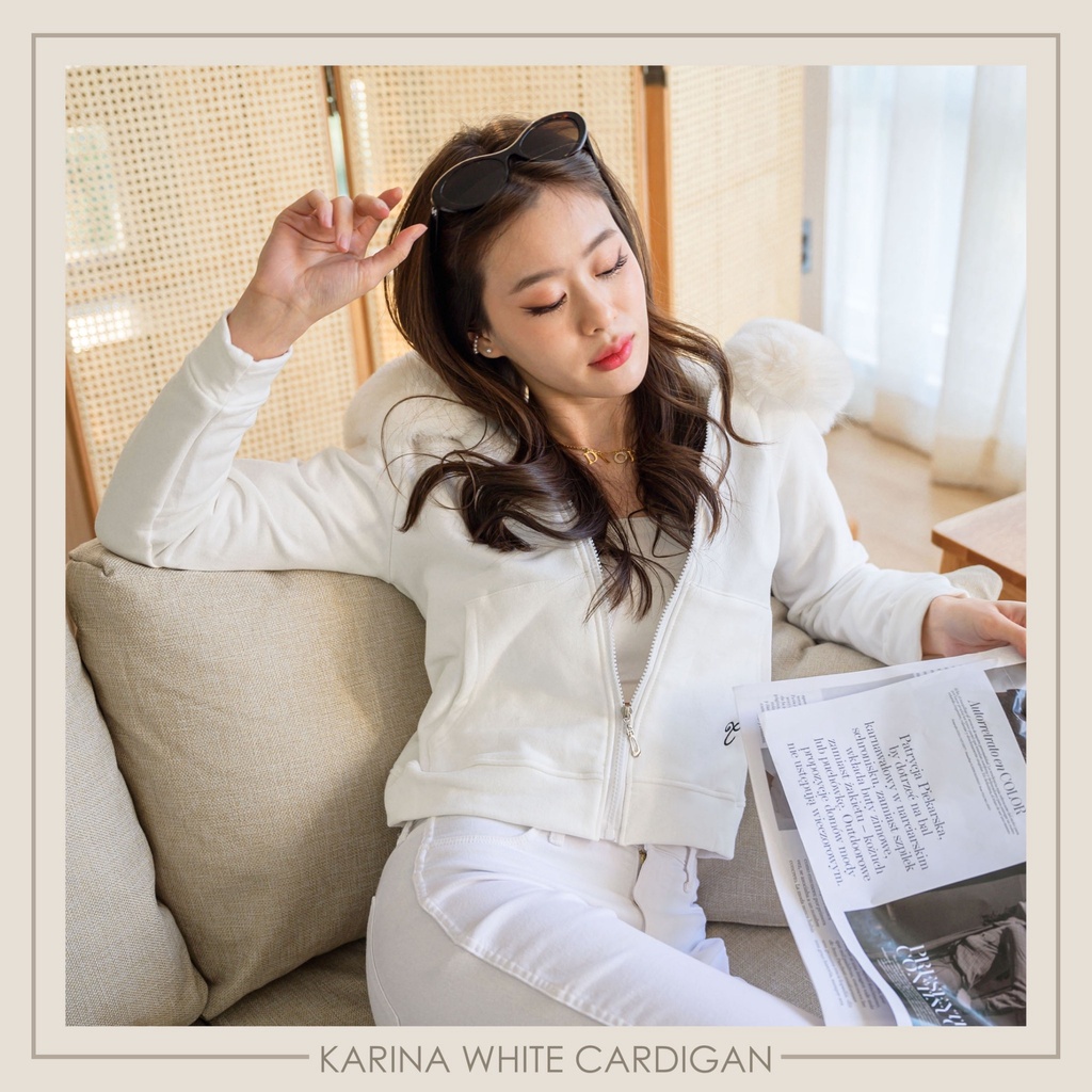 Karina Fur Cardigan White