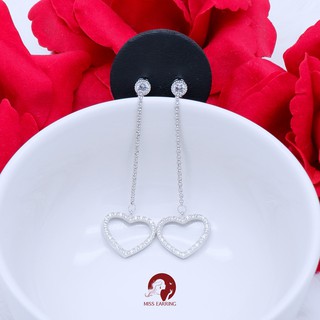 Miss Earring ต่างหูหัวใจทรงห้อยแบบมีสายโซ่ Love Story Earrings อะไหล่เงิน ไม่แพ้ไม่คัน