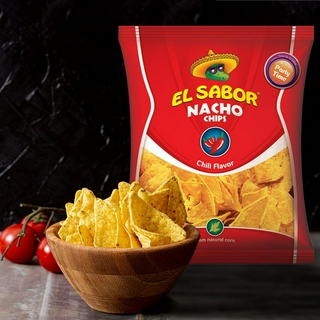 El Sabor Nacho Chips Chili แผ่นข้าวโพดทอดกรอบรสพริกชิลี  225 กรัม