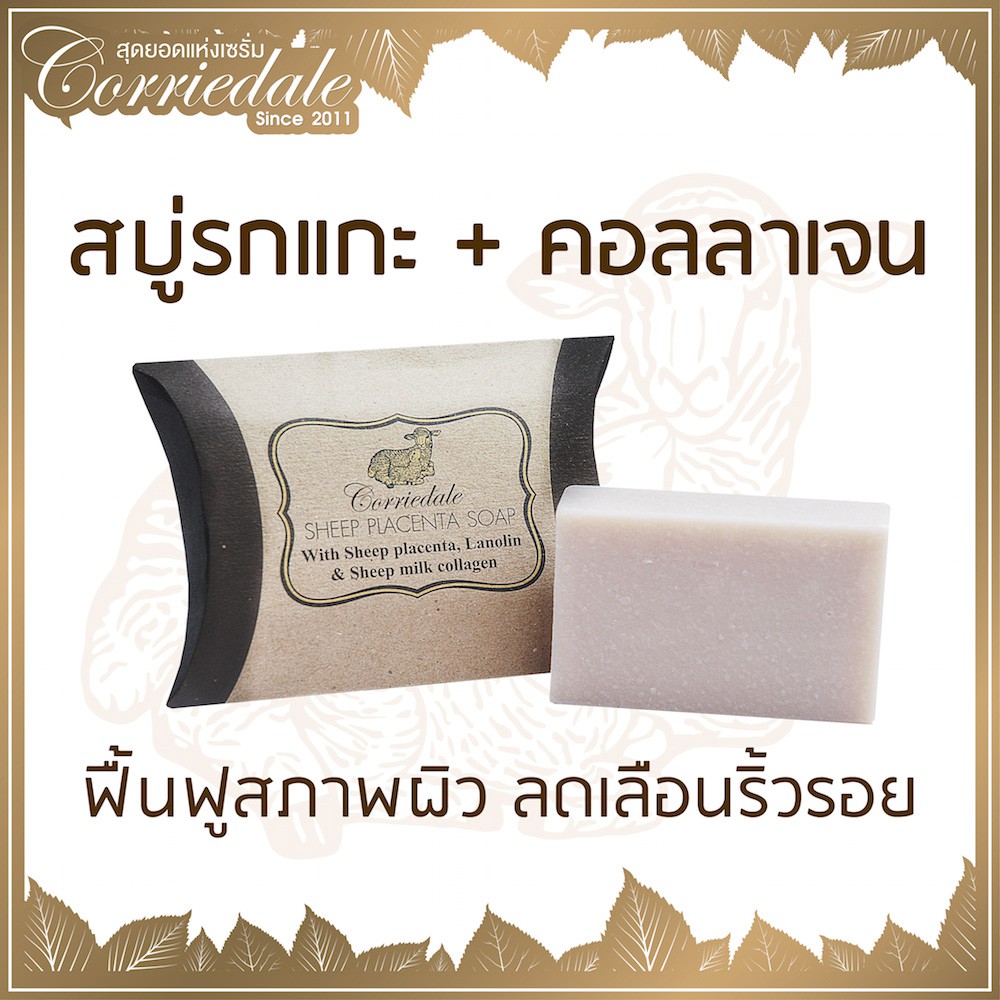 สบู่รกแกะคอลลาเจน - Corriedale Sheep Placenta Soap : ต่อต้านริ้วรอย ไม่แห้งกร้านหลังการล้างหน้า ด้วยรกแกะ+คอลลาเจน