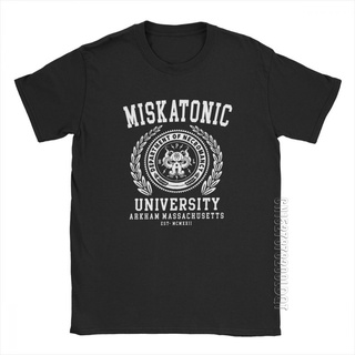 เสื้อยืดคอกลม ผ้าฝ้าย พิมพ์ลาย Miskatonic University Call Of Cthulhu Necronomicon สําหรับผู้ชายสามารถปรับแต่งได้