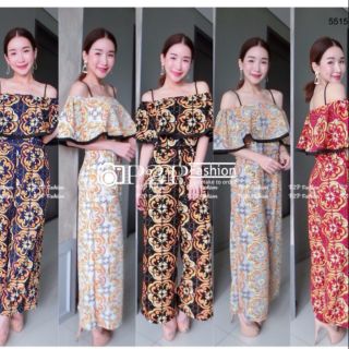 🎀นางแบบใส่งานจริง Jumpsuit ลาย D&amp;G ขายาว พร้อมส่ง จั๊มสูทจั้มสูท