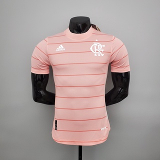 เสื้อกีฬาแขนสั้น ลายทีมชาติฟุตบอล Flamengo 21/22 Player version ชุดเหย้า เกรด AAA สีชมพู สําหรับผู้ชาย