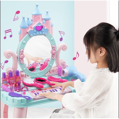 Kid S Piano Dressing Table With Chair, Princess Dressing Table And Chair Set