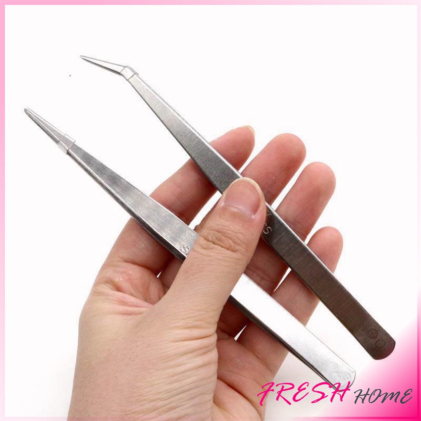 คีบหนีบสแตนเลส คีมหนีบอเนกประสงค์ มี 2 แบบ ปากคีบงอ ปากคีบแหลม Stainless steel tweezers