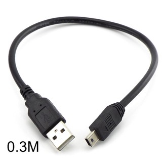 USB2.0 TO พอร์ต5pin Mini USB สายชาร์จข้อมูล0.3M