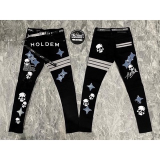 **ส่งฟรี** ✅พร้อมส่ง ของแท้ล้าน%✅ Hold’em Black Oct. H8 Skull Black denim Jeans