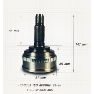 หัวเพลาขับ หัวเพลาขับนอก ฮอนด้า แอคคอร์ด HONDA ACCORD 1994-1996 ปี 1992 ฟันนอก 28 ฟันใน 32 บ่าซีล 60 มี ABS ยี่ห้อ E1