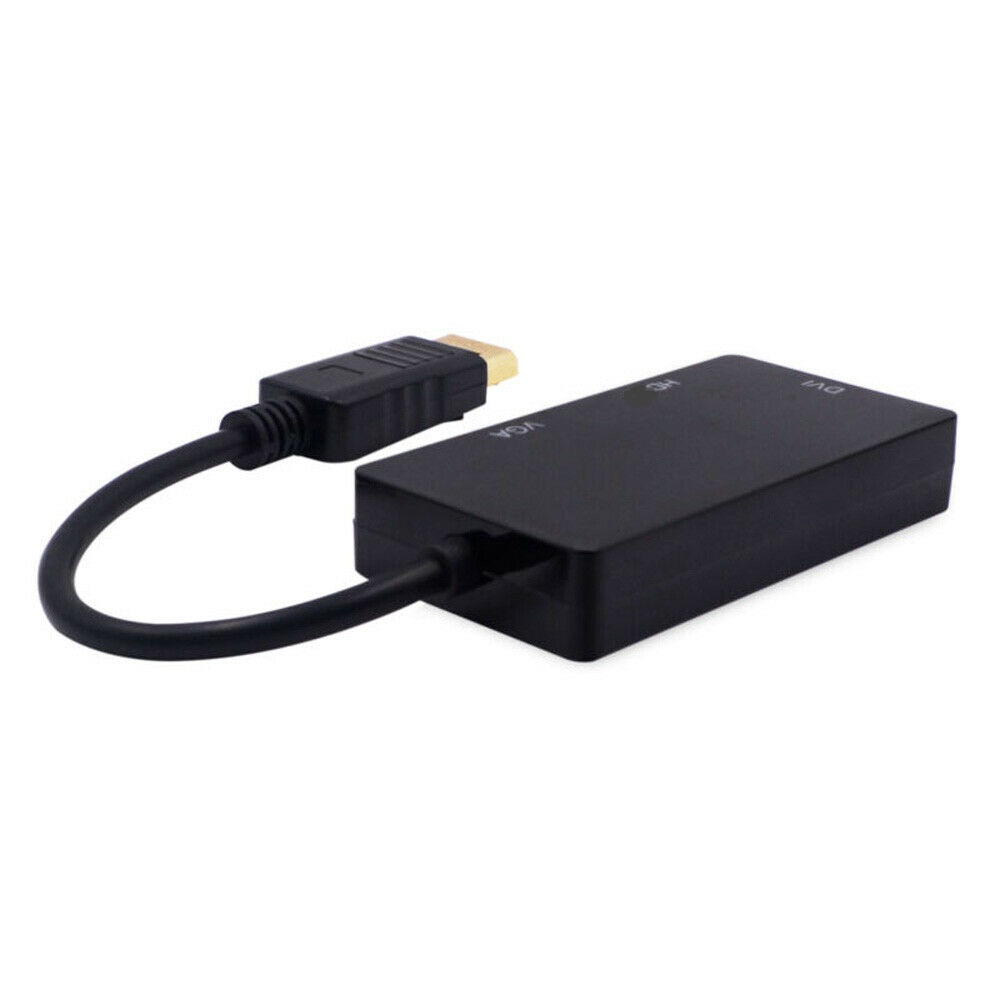 Displayport Dp to HD/DVI/VGA Male to Female 3-in-1 Adapter Converter Cable (Black)