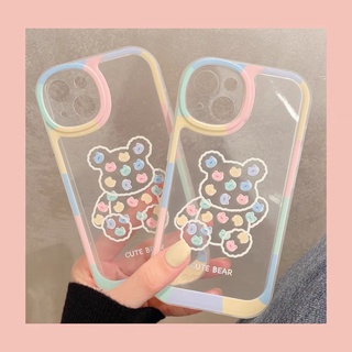 สินค้าพร้อมส่ง 🌙 เคสโทรศัพท์ เคส เคสมือถือ เคส TPU เคสนิ่ม หมีคัลเลอร์ฟลูดอกไม้ TPU-C257