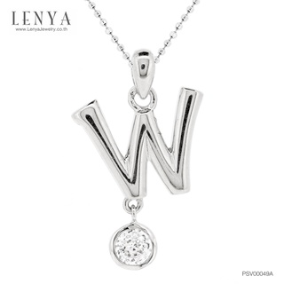 Lenya Jewelry  จี้ตัวอักษร ตัว W ตัวเรือนเงินแท้ชุบทองคำขาว ประดับเพชร DiamondLike