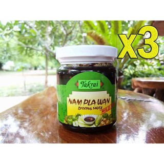 Takrai Nam Pla Wan Dipping Sauce mild hot ( Clean, Pasteurization process. No MSG and preservatives.) 225 g. 3 pots