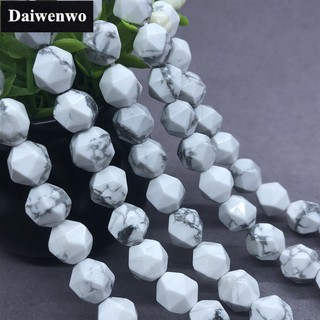White Stripe Turquoise Beads 6-12mm Faceted Natural Stone Cut Gem DIY 进口白松石切面散珠