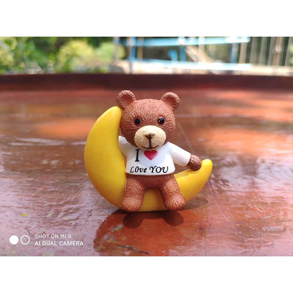ตุ๊กตา หมีคู่ นั่งบนพระจันทร์ Moon Couple Bear Miniature Figurines Fairy Garden Dollhouse Decor Micro Landscape ราคา ถูกที่สุด ดีลบีเคเค แกลเลอรีภาพที่ 4