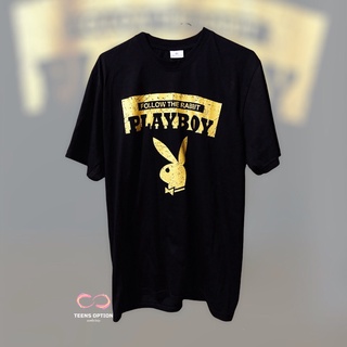 เสื้อยืดโอเวอร์ไซส์เสื้อ playboyสกรีนหน้าทอง พร้อมส่ง ชาย-หญิงS-5XL