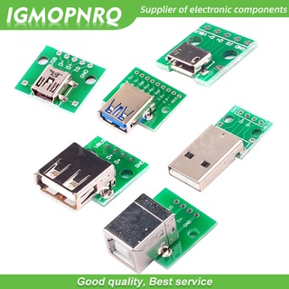 อะแดปเตอร์แปลง Micro Mini USB A ตัวผู้ USB 2.0 3.0 A ตัวเมีย USB B อินเตอร์เฟซ เป็น 2.54 มม. DIP PCB 5 ชิ้น