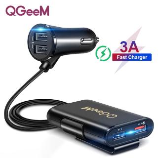 อะแดปเตอร์ชาร์จ USB QC 3.0 3.0 4 ช่อง แบบชาร์จเร็ว สําหรับรถยนต์