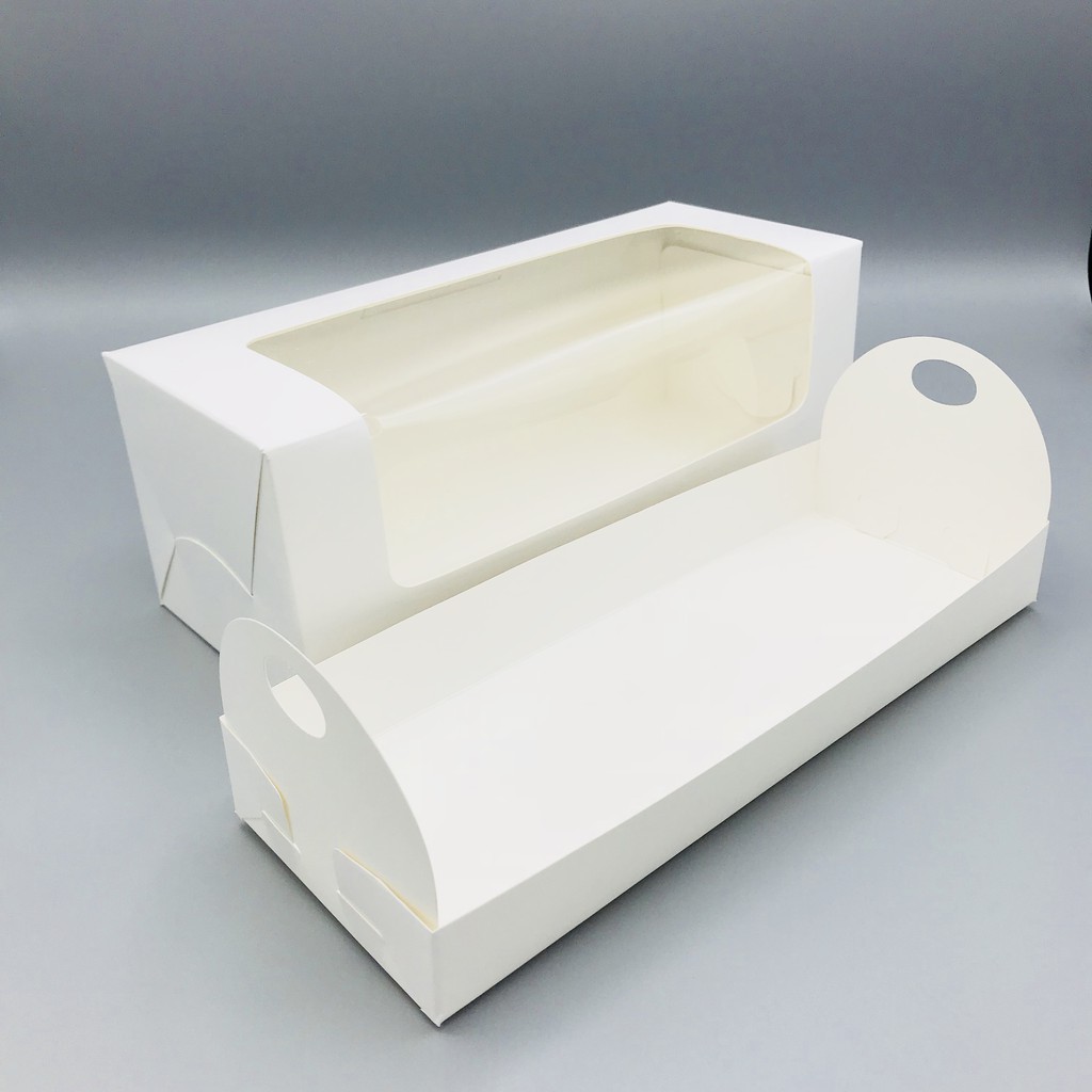 Treebox กล่องแยมโรลใหญ่สีขาว+ฐานรอง 10x25x9ซม(แพค10ใบ) 1122