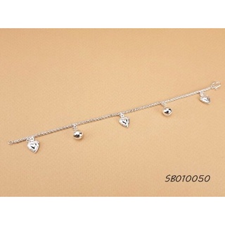 PW MICRON สร้อยข้อมือ ข้อมือเต๋าตุ้งติ้งหัวใจสลับกระดิ่ง 2 สลึง SB010050 สินค้ามีคุณภาพ ไม่ดำ ไม่ลอก  กำไลทอง กำไลเงิน