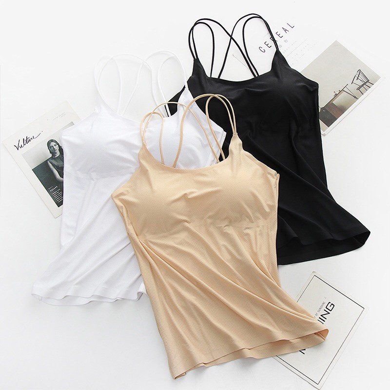 เสื้อสายเดี่ยวปรับสายได้ เสื้อเสริมบราสไตล์ Uniqlo บราท็อป ผ้าญี่ปุ่น นุ่มใส่สบาย เสื้อทับ เสื้อกล้าม ชุดชั้นใน - รูปที่ 7