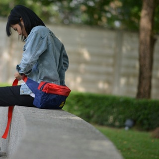 NEW Belt bag navy x red