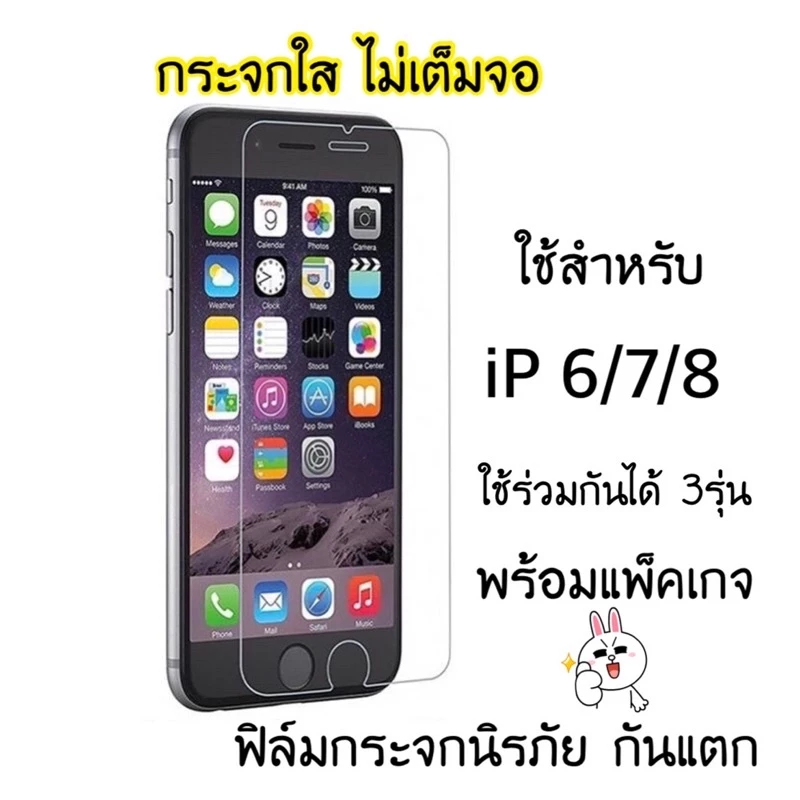 ฟิล์มกระจกใสไม่เต็มจอ iPhone 6/6Plus/7/7Plus/8/8Plus/X/XS/XR/XSMax
