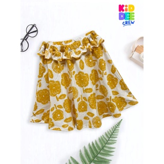 KiddeeCrew กระโปรงสั้นครีมดอกไม้เหลือง cream floral yellow mini skirt เหมาะสำหรับอายุ 2-10 ปี