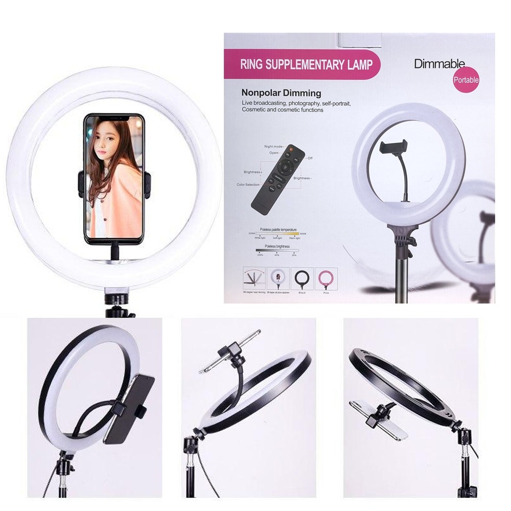 Telecorsa ไฟไลฟ์สด ไฟสตูดิโอRing Supplementary Lamp รุ่น Ring-selfie-supplementary-lamp-white-black-pink-remote-12-08d-RI