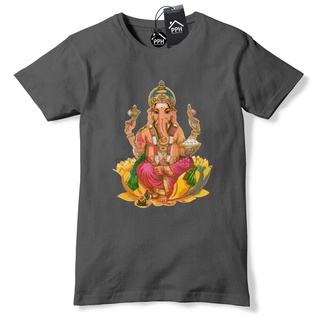 ผ้าฝ้ายคอกลมGanesh Hindu God Elephant เสื้อยืดลําลอง แขนสั้น พิมพ์ลาย Religion India ของขวัญพระพิฆเนศ 550from S-4XL