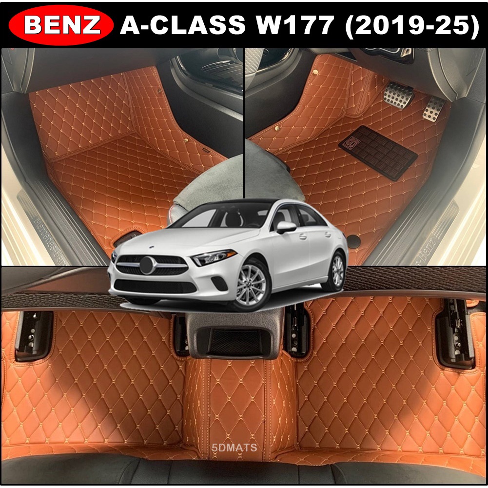 พรมรถยนต์6D BENZ A-CLASS W177 ปี2019-25 พรม6D QJ VIP หนาพิเศษ เต็มคัน 3ชิ้น
