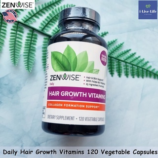 วิตามินและแร่ธาตุ บำรุงผม Daily Hair Growth Vitamins 120 Veg Capsule - Zenwise Health