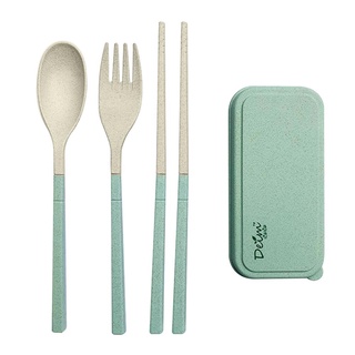 ชุดช้อนส้อมฟาข้าวสาลี DEIM สีเขียวWHEAT STRAW CUTLERY SET DEIM GREEN