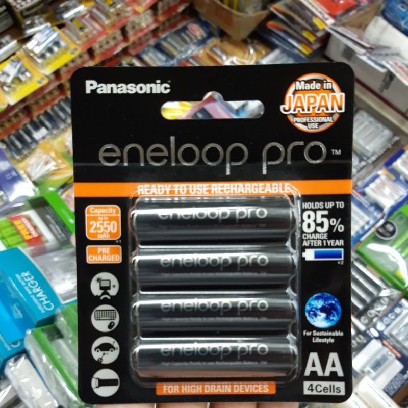 Panasonic eneloop PRO ของแท้ ถ่านชาร์จ  AAA / AA 2550mAh Rechargeable Battery 1 แพ็ค 4 ก้อน