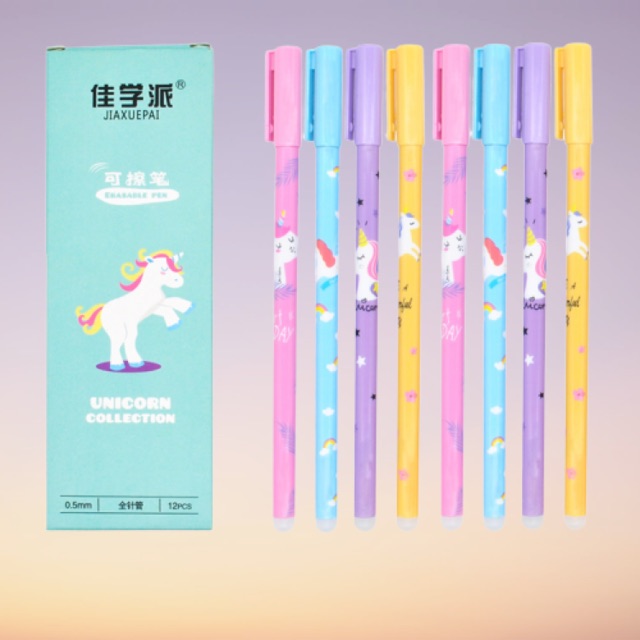 ปากกาลบได้ ม้ายูนิคอร์น (แพ็ค 12ชิ้น) สีน้ำเงิน เปลี่ยนไส้ได้ พร้อมส่ง ปากกาน่ารัก ของขวัญ ของชำร่วย ปากกาเจล Unicorn