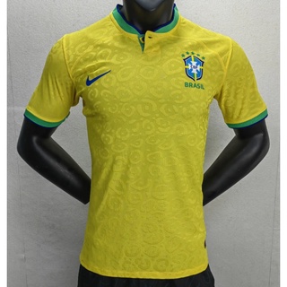 เสื้อกีฬาแขนสั้น ลายทีมชาติฟุตบอล Brazil 2022 ชุดเหย้า สําหรับผู้ชาย