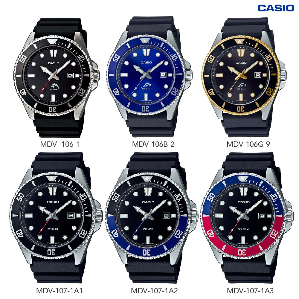 นาฬิกาข้อมือ Casio Standard Men MDV-107สายเรซิ่น MDV-107D Duro 200 MDV-10 MDV-10D MDV-10C
