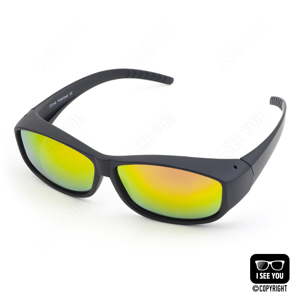 แว่นครอบกันแดดแบบสวมทับแว่นสายตา CU2 021 Black-Yellow Mirror