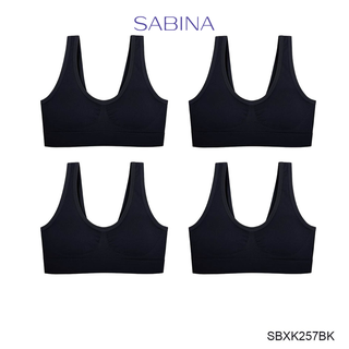 Sabina เสื้อชั้นใน (Set 4 ชิ้น) Seamless Fit รุ่น Soft Collection (ไม่มีโครง) รหัส SBXK257BK สีดำ