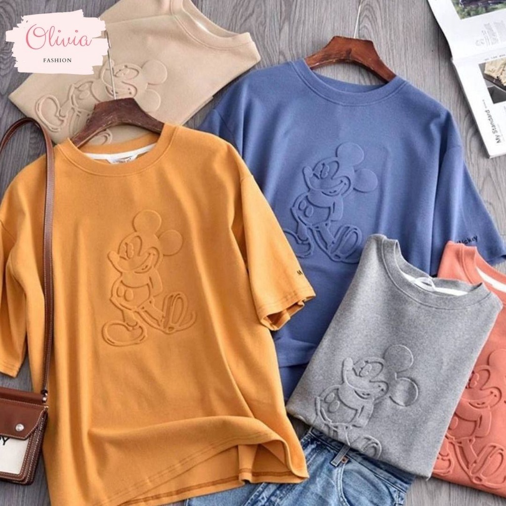 Olivia เสื้อยืดสกรีนลายนูน การ์ตูนสุดฮิต เนื้อผ้าอย่างดี พร้อมส่ง #MK009