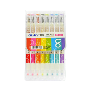 Chosch 8650 ปากกาเจล ขนาด 0.5mm ปากกาหัวเพชร + ไฮไลท์ สีตามด้าม แพ็ค 8 แท่ง 8 สี ถูกที่สุด ปากกา เครื่องเขียน ราคาถูก