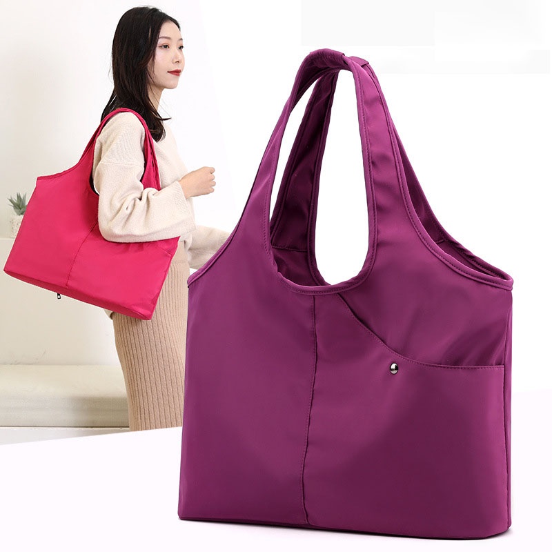 สไตล์เกาหลี Ins Hot Simple Casual Portable Oxford Cloth Simple Solid Color Mommy Tote Bag
