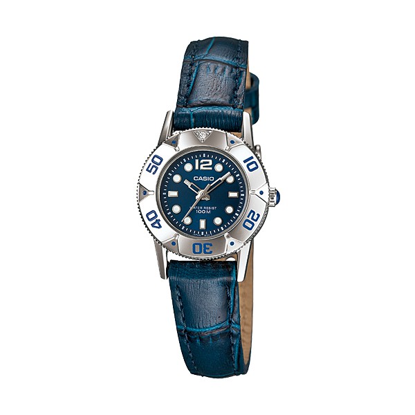 Casio Women's LTD-2001L-2A Blue Leather Quartz Watch with Blue Dial